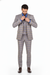 Blue Modern Fit Windowpane Peak Lapel 3 Piece Suit