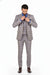 Blue Modern Fit Windowpane Peak Lapel 3 Piece Suit
