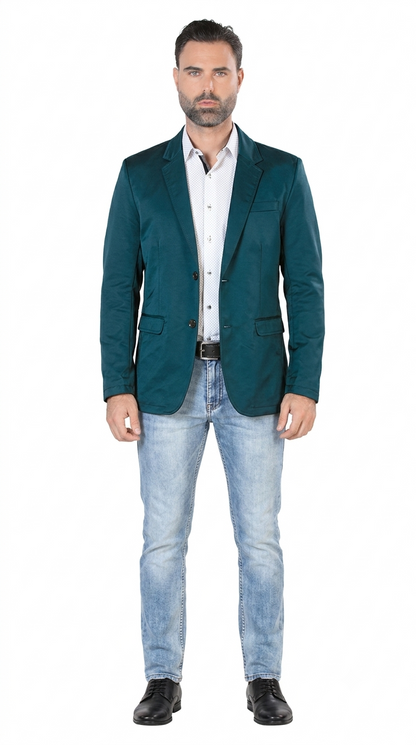 Mens Cowboy Blazer - Western Jacket in Color "Teal" Ultra Slim Fitted (Buy 1 Size UP)