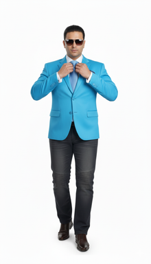 Men'S Aqua ~ Turquoise Color 2 Button 2 Piece Blazer