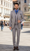 Blue Modern Fit Windowpane Peak Lapel 3 Piece Suit
