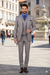 Blue Modern Fit Windowpane Peak Lapel 3 Piece Suit