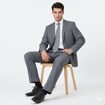 Men's Grey Tonal Shadow Stripe ~ Pinstripe 2-button 2 Piece Suits - Two piece Business suits Suit - Image 12