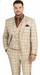 Khaki Plaid Suit - Vested Suit - 3 Piece Suits - Peak Lapel Suits - Windowpane Suit - 2 Button