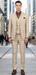 Khaki Plaid Suit - Vested Suit - 3 Piece Suits - Peak Lapel Suits - Windowpane Suit - 2 Button