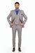 Blue Modern Fit Windowpane Peak Lapel 3 Piece Suit