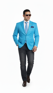 Men'S Aqua ~ Turquoise Color 2 Button 2 Piece Blazer
