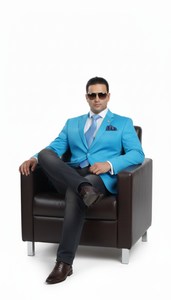 Men'S Aqua ~ Turquoise Color 2 Button 2 Piece Blazer