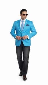 Men'S Aqua ~ Turquoise Color 2 Button 2 Piece Blazer