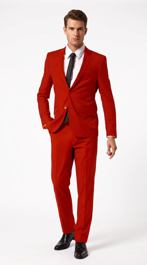 Men's Red Wool Suit Separates – Mix and Match 2-Piece Suit, Classic Two-Button Formal & Wedding Suit for Men