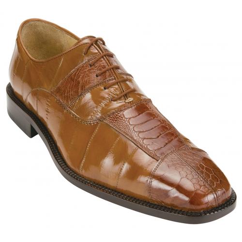 Men's Mare Ostrich Leg & Eel Skin Dress Shoe in Red Belvedere Shoes