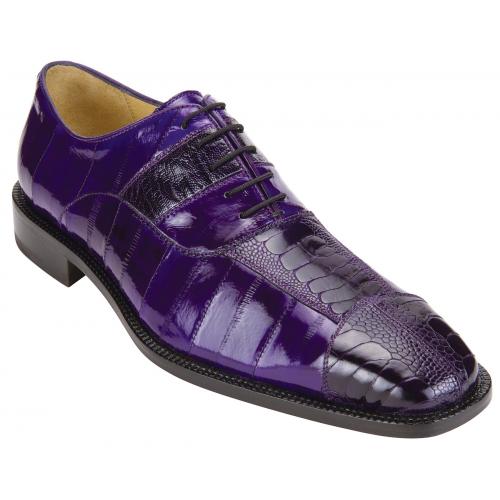 Belvedere Mare Purple Exotic Eel & Ostrich Leather Dress Shoes Purple / 9 Belvedere Mare Purple Exotic Eel & Ostrich Leather Dress Shoes Purple / 9
