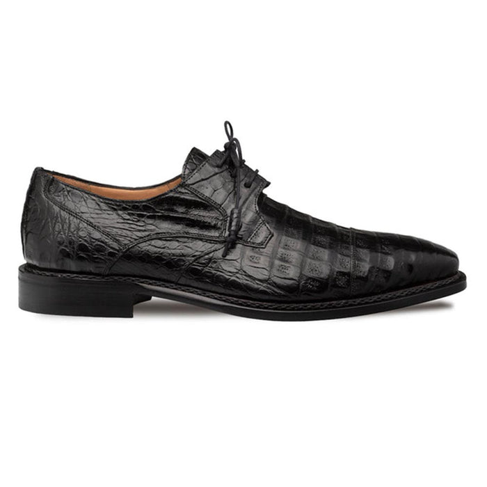 Giovane Fuscus Cap Toe Derby Black Crocodile Shoes By Mezlan Made In Spain Brand