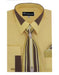 Gold Fashion Contrast Collar French Cuff Matching Tie and Hanky Set Men's Dress Shirt