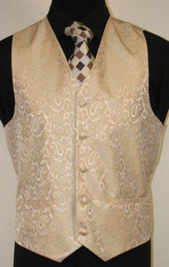 Men's Gold Vest Set With Vest Waistcoat Bow, Tie And Hankie