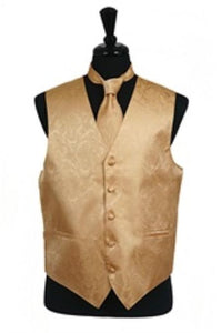 Gold tone on tone Dress Tuxedo Wedding Vest -Men's Neck Ties - Mens Dress Tie - Trendy Mens Ties