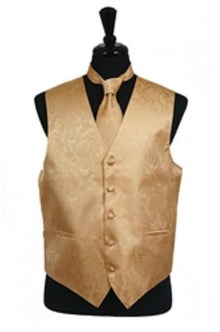 Gold tone on tone Dress Tuxedo Wedding Vest -Men's Neck Ties - Mens Dress Tie - Trendy Mens Ties