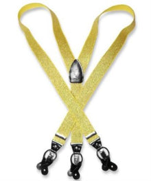 Men'S Metallic Gold Color Suspenders For Men Y Shape Back Elastic Button & Clips