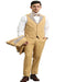 Gold Mustard Prom Tuxedo - Perfect Wedding Suit Vested rhinestone Lapelled