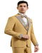 Gold Mustard Prom Tuxedo - Perfect Wedding Suit Vested rhinestone Lapelled