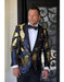 Men'S Gold Fashion Paisley Print Tuxedo Sequin ~ Shiny ~ Flashy ~ Shark Skin Blazer Dinner Jacket