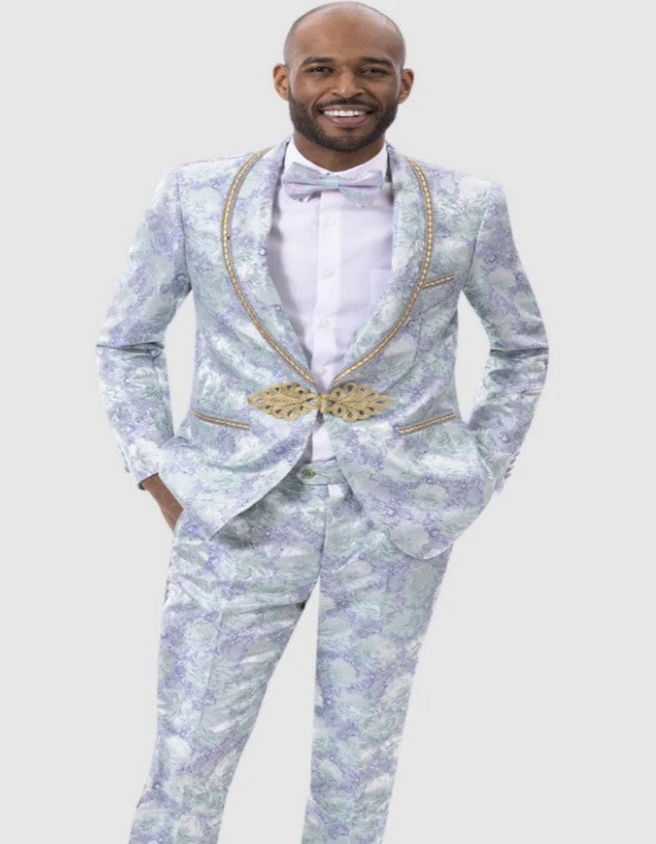 Blue Prom Suit - Blue Homecoming Outfits For Guys with Velvet Lapel and Vest in Sapphire Blue