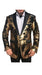 Gold Shiny Black Peak Lapels paisley look Fashion Tuxedo sport coat jacket