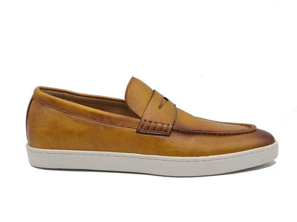 Carrucci Burnished Penny Loafer Sneaker - Patina Leather