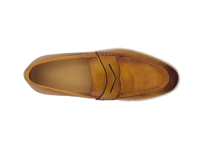 Carrucci Burnished Penny Loafer Sneaker - Patina Leather
