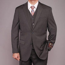 Men's Gray Teakweave 2-button Vested 2 Piece Suits - Two piece Business suits Suit