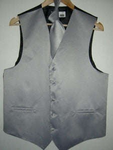 SILVER GRAY DRESS TUXEDO WEDDING Vest ~ Waistcoat ~ Waist Coat & TIE SET Buy 10 Of Same Color Tie For $25 Each - Men'S Neck Ties - Mens Dress Tie - Trendy Mens Ties