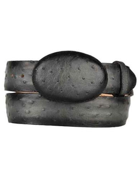 Men's Patchwork Winter White Genuine Ostrich Quill Skin Belt
