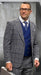 Gray Plaid - Vested Suits - Statement Brand - Vested Suits Wool Suits - Suits With Double Breasted Vest - Windowpane Pattern - 100% Percent Wool Fabric Suit - Worsted Wool Business Suit
