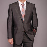 Men'S Dark Gray Shiny 2-Button 2 Piece Suits - Two Piece Business Suits Suit