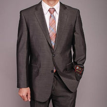 Men'S Dark Gray Shiny 2-Button 2 Piece Suits - Two Piece Business Suits Suit