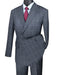 Gray Double Breasted Suit – Modern Fit 2 Piece Windowpane Peak Lapel