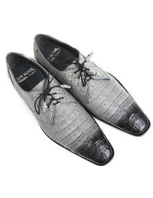 Mens Los Altos Gray 2 Tone Genuine Caiman Belly Lace Up