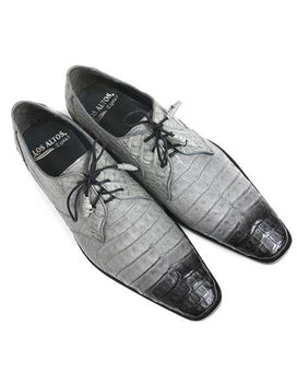 Mens Los Altos Gray 2 Tone Genuine Caiman Belly Lace Up