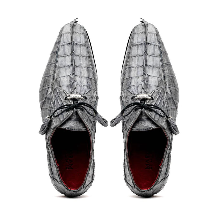 Marco Di Milano Cancun Men's Shoes Gray Exotic Hornback Crocodile Skin Derby Oxfords