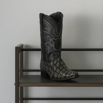 Gray & Black European Square Toe Men’s Boot