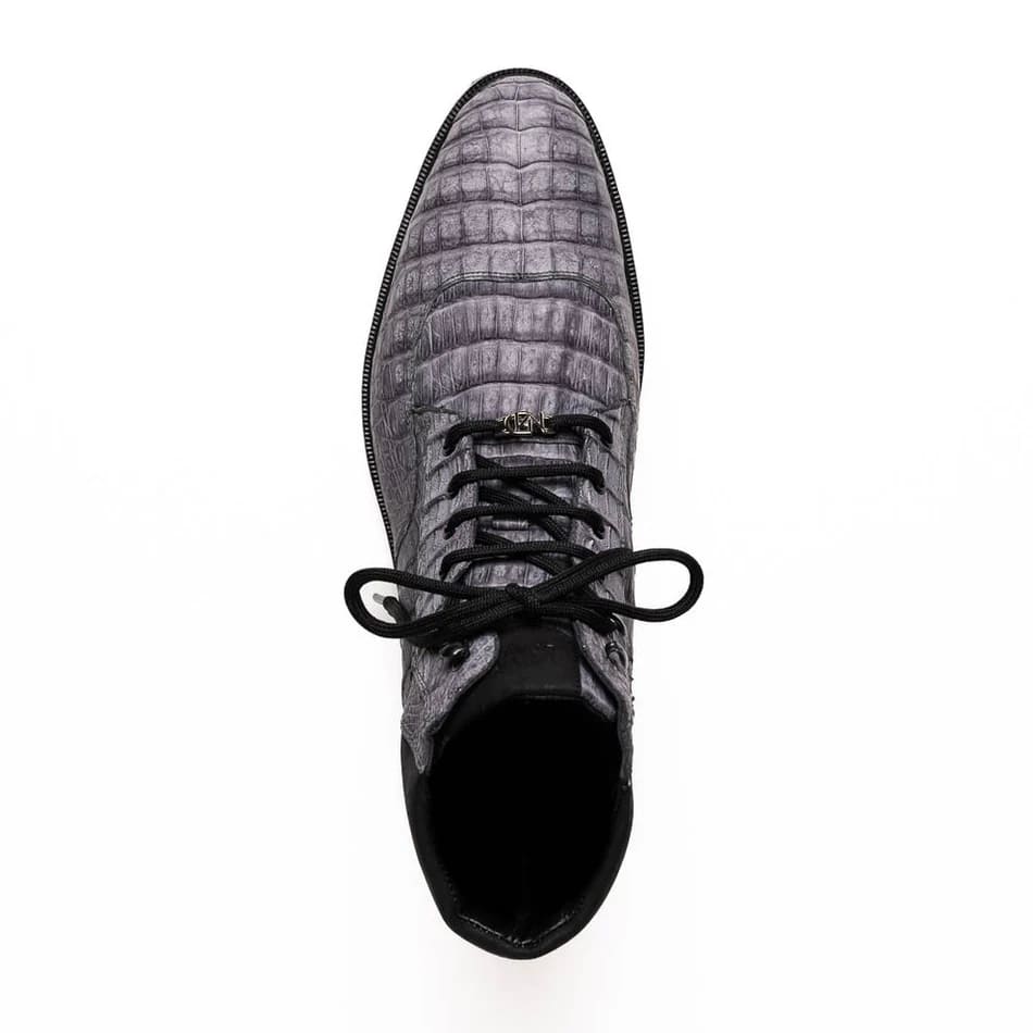 Marco Di Milano Leoni Men's Shoes Oil Gray Genuine Caiman Leather Crocodile Rugged Boots - Image 3