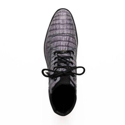 Marco Di Milano Leoni Men's Shoes Oil Gray Genuine Caiman Leather Crocodile Rugged Boots - Image 3