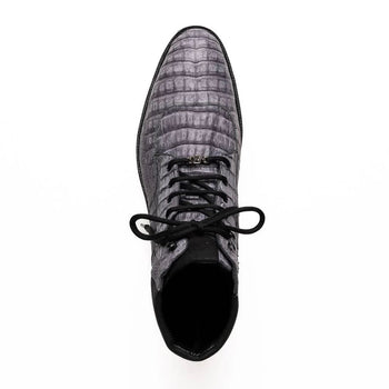 Marco Di Milano Leoni Men's Shoes Oil Gray Genuine Caiman Leather Crocodile Rugged Boots - Image 3