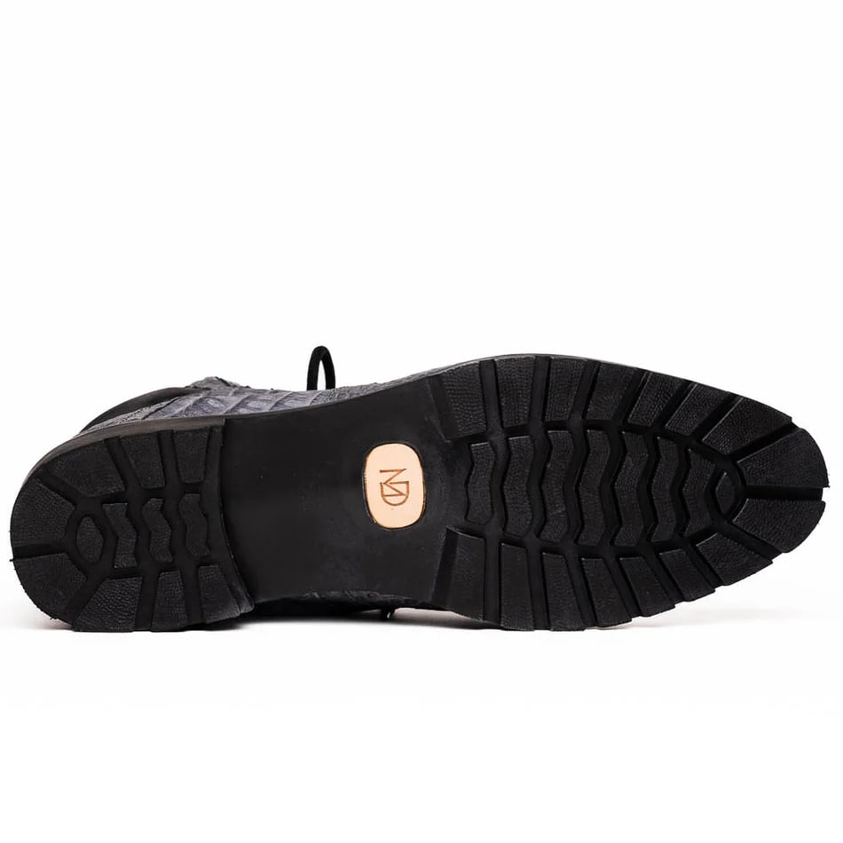 Marco Di Milano Leoni Men's Shoes Oil Gray Genuine Caiman Leather Crocodile Rugged Boots - Image 2