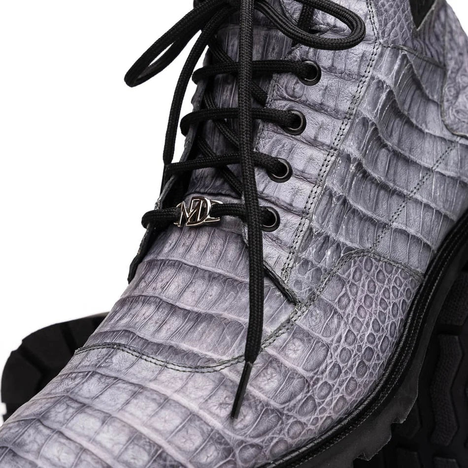 Marco Di Milano Leoni Men's Shoes Oil Gray Genuine Caiman Leather Crocodile Rugged Boots - Image 5