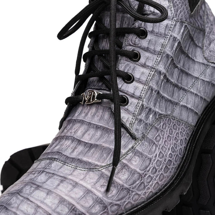 Marco Di Milano Leoni Men's Shoes Oil Gray Genuine Caiman Leather Crocodile Rugged Boots - Image 5