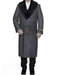 Removable Ankle length Fur Collar Full Length Gray Wool Herringbone ~ Overcoat 1920s 1940s men's Fashion Vintage Style - Mens Topcoat