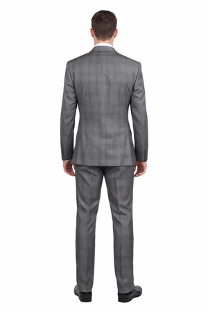 Gray Plaid Suit - Vested Suit - 3 Piece Suits - Peak Lapel Suits - Windowpane Suit - 2 Button
