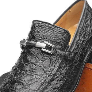 Marco Di Milano Fabro Men's Shoes Gray Exotic Crocodile Shoe Horsebit Loafers - Image 2