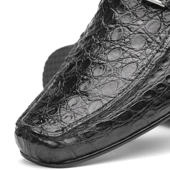 Marco Di Milano Fabro Men's Shoes Gray Exotic Crocodile Shoe Horsebit Loafers - Image 3